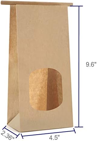 Пакети за печене BagDream с Прозорец от крафт-хартия 100шт 4,5x2,36x9,6 Инча Купа Чанти с Ключалка на експозиции