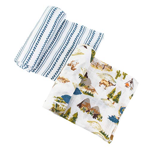 Комплект Муслиновых пеленальных одеяла Bebe au Lait, Уайоминг и Западна Ивица, Синьо