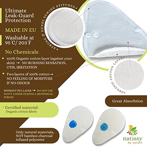 Тъканни уплътнения за бикини-прашки; 7 опаковки (малки) мини-многократно тампони за чорапогащи от памук, за жените, произведени в ЕС; Дамски тампони за ежедневните г?
