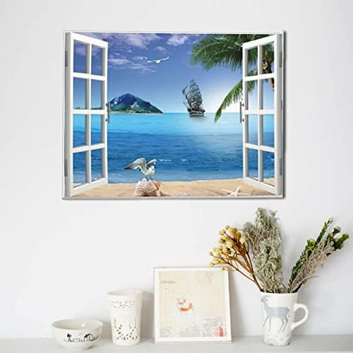 Прозорец Плаж Баня Стенно Изкуство Крайбрежната Палма Плажни Картини Sence Декор на Стените на Естествен Остров Платно