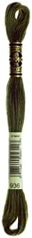 DMC Едро Купува 6-Нитную памучна бродерия 8,7 ярда, много Тъмна, цвят авокадо зелен 117-936 (12 опаковки)