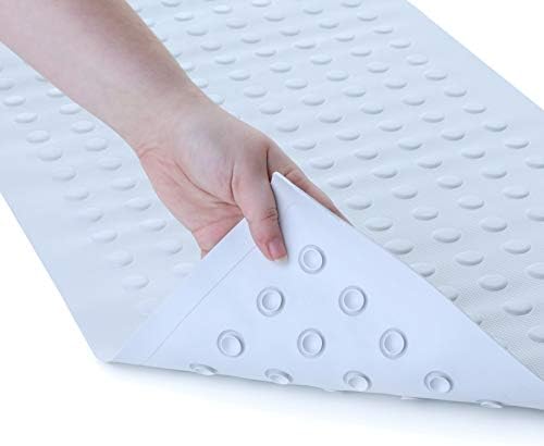 SlipX Решения Бял удължен гумен защитен подложка за баня (18 x 36 см, 220 нещастници, отлично нескользящее покритие)