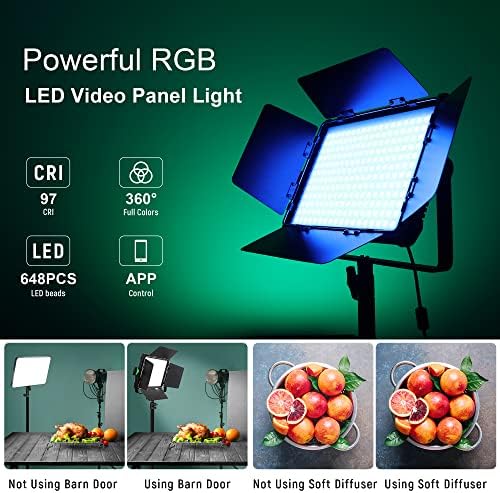 Led панел за видео Weeylite 30 W RGB с управление чрез приложение, 360 ° Пълноцветен два цвята лампа за снимане с регулируема