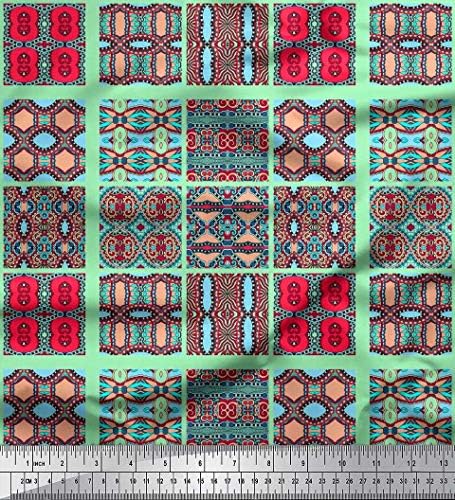 Плат от futon джърси Soimoi в клетката и марокански мозайка шиене, плат за бродерия ширина 58 см