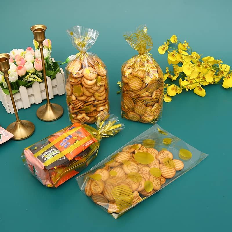 Найлонови Торбички Obluchye Gold, 100ШТ Прозрачни Пакети за Предложения, Малки Пластмасови Опаковки За шоколадови Бонбони и Бисквити С Закручивающимися Завязками За Вели