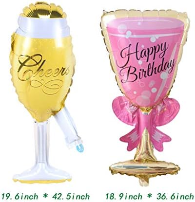 Morndew 2 БР Розово Чаша за Шампанско Наздраве Балони от Фолио за Детската Душа, Украса за Парти по случай рождения Ден