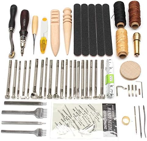 KDAFA Ръчни Инструменти за фабрика за щавене на кожи Занаяти, 59 бр. Набор от Ръчни Инструменти За фабрика за щавене на