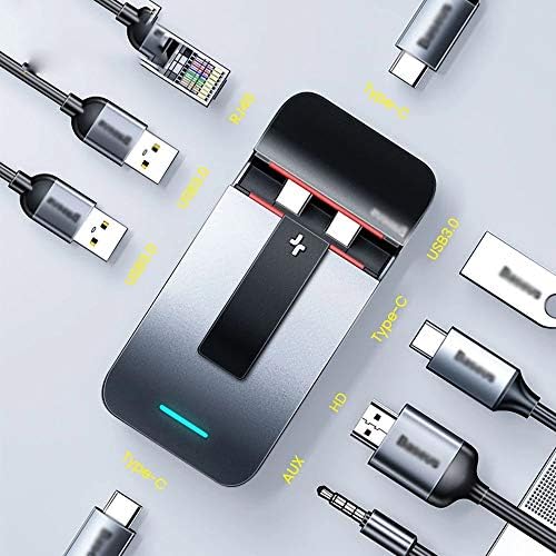 ZHYH 9 в 1 C USB ХЪБ Type C ХЪБ с жак 4KHD RJ-45 3,5 Мулти USB 3.0 PD Адаптер за Pro USB-C Сплитер Type-c USBC HUB