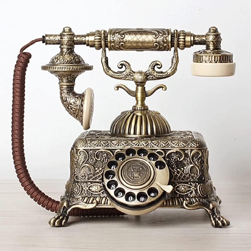 ZLXDP Метален Ретро Антикварен Телефон Старомодна Кабелна Стационарен Телефон с Превръщането Циферблат за Украса на вашия Домашен Офис