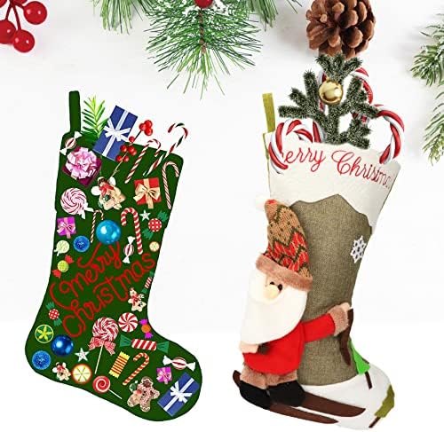 Сладък 3D 17Коледни Чорапи, Ски Дядо коледа, Снежен човек, Елен, Меки Плюшени Коледни Чорапи, Подаръчни Пакети