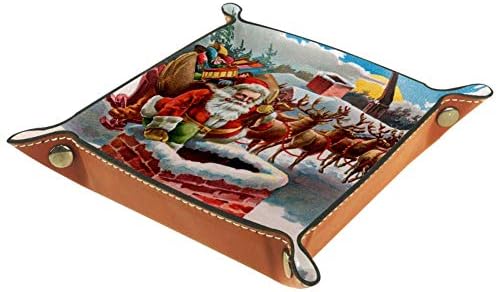 AISSO Дядо Коледа на димна тръба, кожен органайзер за портфейл, часовници, ключове, монети, мобилни телефони