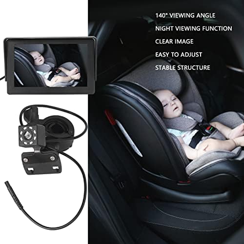 Детска кола монитор с ъгъл на видимост 140 градуса, 13 x 8 x 2,5 см, Лесна настройка, Камера на задната седалка, Огледало в задната седалка с функция за нощно гледане (4.3 инч