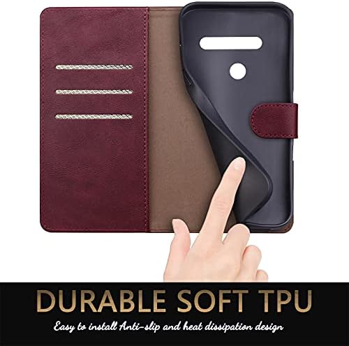 SUANPOT [RFID Заключване] за LG G8 Thinq, една чанта-портфейл, притежател на кредитна карта, калъф-книжка с панти капак,
