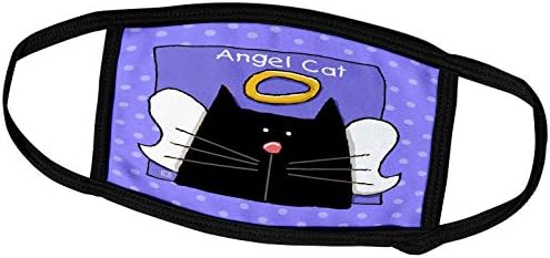 3dRose Angel Черна Котка, Сладък Cartoony Паметник Загуба на домашни любимци - Обложки За лице (fc_36660_2)