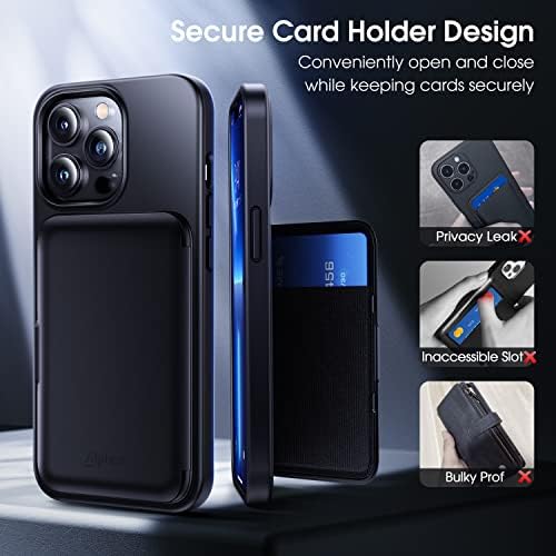 Защитен калъф-портфейл Alphex за iPhone 13 Pro с притежател на кредитната карта [Защитава чипове кредитни карти] [Защита