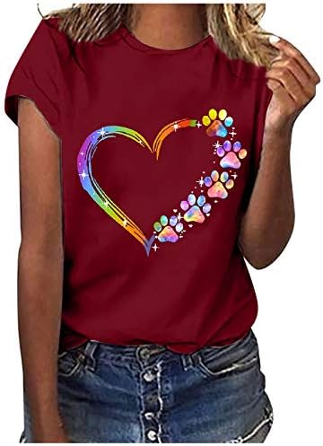 Дамски тениски fvbhty, Летни Ризи Свободно Намаляване със сърца, Риза с къс ръкав