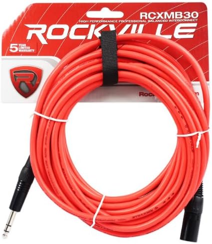 Rockville RCXMB30R 30' Штекерный кабел REAN XLR-1/4 TRS Червен Мед