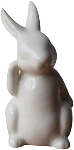 Украшение Veemoon Rabbit Керамични Зайци, Зайци, Античен Бял Заек Керамична Статуетка на Зайче Великден Пролетта
