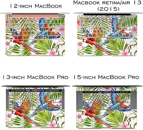 Vinyl обвивка Lex Altern е Съвместима с MacBook Air 13 инча Mac Pro 16 Retina 15 12 2019 2020 2018 Папагали в Джунглата Листа от Тропически птици, Цветя Цветен Принт Капак на Лаптопа Стикер на Кла