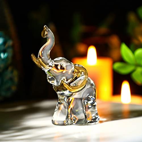 Кристални Фигури на Слон от Крисинина със замах през рамо Нагоре, Стъклена са подбрани Статуетка за мама, Кристална Маса,