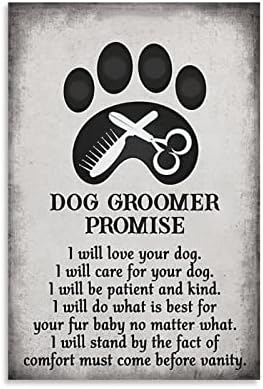 Обещание да се грижи за кучето Ретро Плакат, Подарък за грижа за кучето, Интериор на салон за грижа за кучето,
