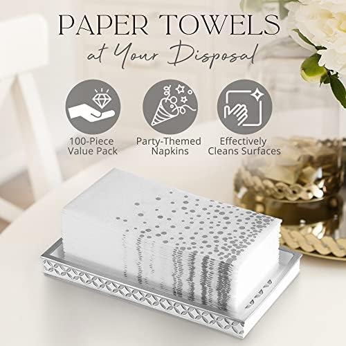 50 Опаковки Хартиени сребърни салфетки - Еднократни кърпи за ръце в банята – Елегантни стаи за Гости хартиени