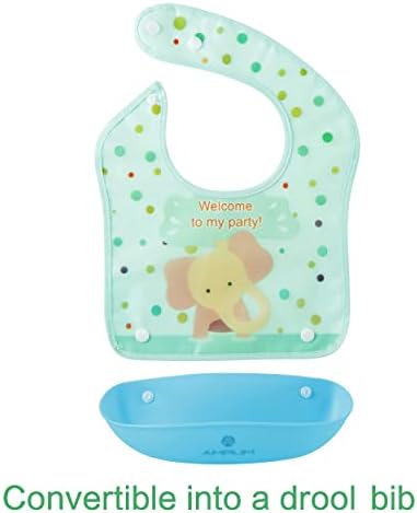 Слюнявчик за хранене Amplim Baby (3 опаковки) за деца / Бебешки лигавници за хранене. Водоустойчиви, С Регулируема,