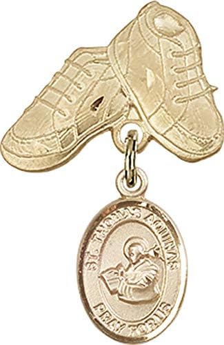 Детски икона Jewels Мания за амулет Свети Тома Аквинского и игла за детски сапожек | Детски иконата със златен пълнеж с