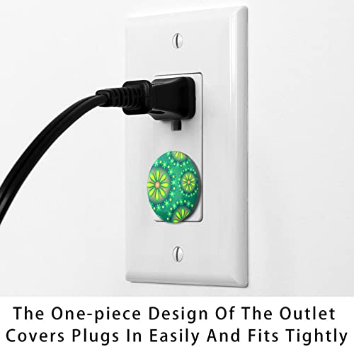 Прозрачен капак за контакти (24 опаковки) Зелени Диелектрични Пластмасови Капачки във формата на цвете дигитално изкуство