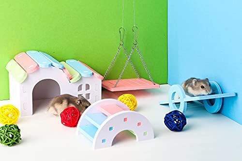 Преливащи се цветове детски играчки за Дъвчене за хамстер Джун Включват Люлка за къща и 10 Цветни ротанговых топки,