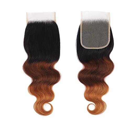 Омбре 3 връзки със затварянето 1B/4/30 греди обемно-вълнообразни бразилски естествена коса трехцветного цвят 1B/4/30 3 връзки