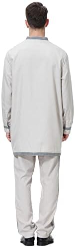 Stoota, мъжки ежедневни обикновен мюсюлманин роба с дълъг ръкав и джоб копчета, комплект от две части, костюм с дълги панталони