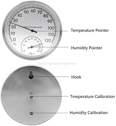 Дигитален Термометър RENSLAT 127 мм 5Термометър, Влагомер, с монтиран на стената От Неръждаема Стомана За помещения и на Улицата, Сауна, Стайна Температура, Влажност, Тес