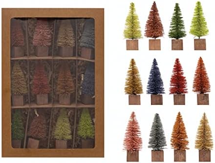 Творчески Кооперативни четка за бутилки Trees с Дървена основа, Цветни, Комплект от 12 броя в кутия