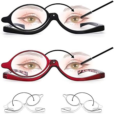 JM 2 Чифта Очила за Четене Грим, Увеличителни, Сгъваеми Козметични Ридеры за Жени +2.25