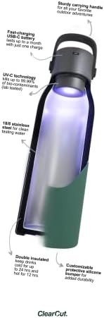 Ясна прическа. UV пречиствател за вода Самопочистваща и изолиран с USB-C и адаптивни ръкав 7 от цветове, от неръждаема стомана,