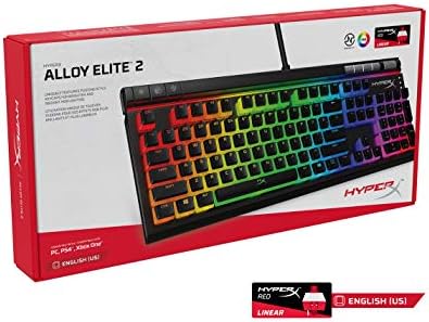 HyperX Alloy Елит 2 – Ръчна детска клавиатура, програмно управлявана от подсветката и конфигуриране на макро, капачки за комбинации от ABS-пластмаса, елементи на управлен?