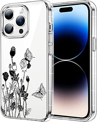 Калъф PEPYJAN за iPhone 14 Pro Max, Прозрачен, устойчив на удари, Оборудвана Калъф от TPU, Прозрачна, Нежна, който предпазва от Надраскване за iPhone 14 Pro Max 6,7 Инча - Colorful Blooming Floral