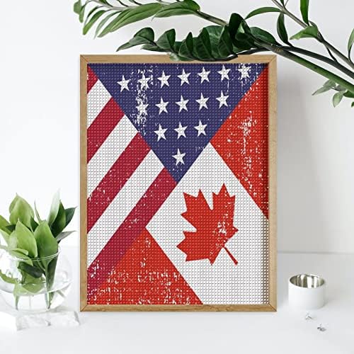 Ретро Америка Канада Флаг Диамантена Живопис Комплект Художествени Картини САМ Пълна Тренировка Аксесоари За Дома,