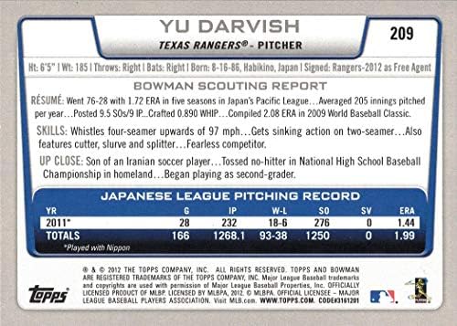 2012 Bowman Baseball 209 Карта начинаещ Ю Дарвиша
