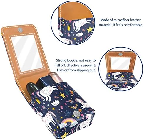 Карикатура Еднорог Звезди Дъга Червило Чанта с Огледало за Жени Грим Чантата Подарък Подружке на Булката