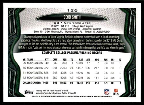 2013 Topps 126 Футболна карта Geno Smith NY Jets NFL (RC - Карта начинаещ) NM-MT