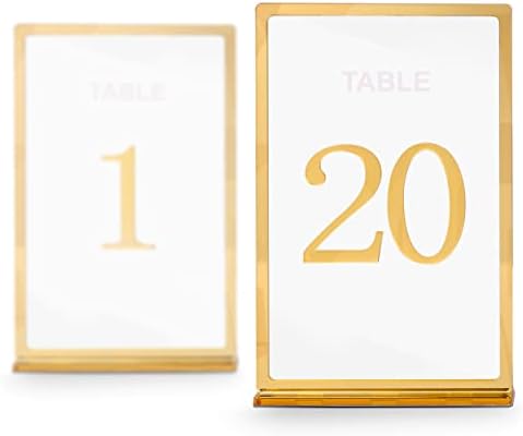Акрилни плочи ZaKaaZ за сватбен прием, Определени от 1-20 елегантни таблица стаи с калиграфия и стойка - Табелки с номера
