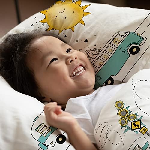 JumpOff Jo - Комплект детски чаршафи за близнаци от 3 теми - Тематично Спално Бельо за деца и две единични легла - Хипоалергенни,