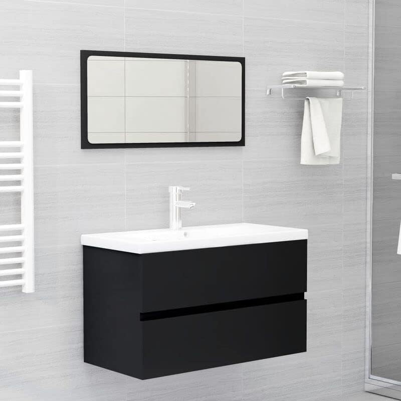 ZSEDP 35,4 X 15,2 X 17,7 Шкаф за баня, комплект за баня, Шкаф с чекмеджета Черно-бели мебели за баня (Цвят: D)