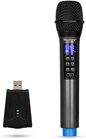 Depusheng USB Безжичен Микрофон с Ехото, Високите честоти, бас, UHF Преносим Ръчен Динамичен Микрофон за Партита, Участия,