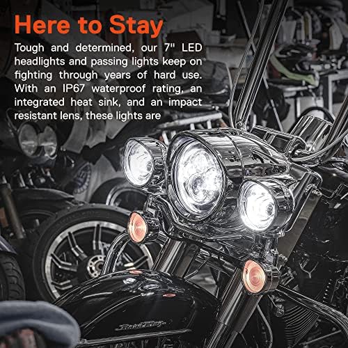 7Led фаровете /4,5 Фарове за Harley Davidson + Монтаж на стена [Хром] [4500 lm] [Plug и play] За Touring Dyna
