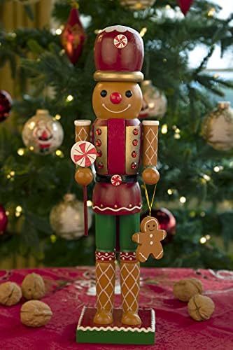 Традиционна дървена Лешникотрошачката Deli Creations Gingerbread 12 Инча, Празничен Коледен Декор за Рафтове и маси