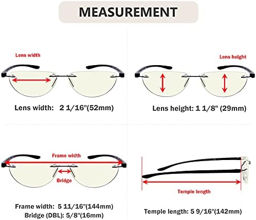 Eyekepper 4-pack Очила За Четене Без Рамки, Блокиране на Синя Светлина, Дамски И Мъжки Четци Half Moon