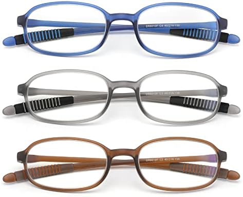 HOTJOJO 3 опаковки Очила за четене TR90, Блокиране на Синя светлина, Гъвкави Четци, Антибликовые/От напрежението за очите/UV400,